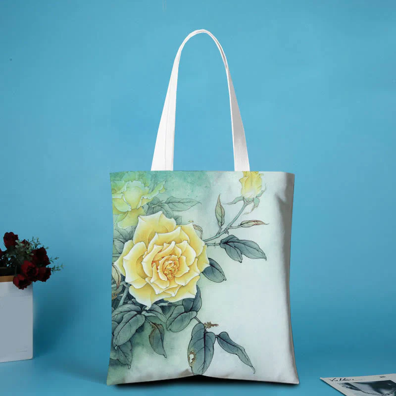 Canvas Peony Shoulder Bag | Durable Yoga Tote Bag - Image 5