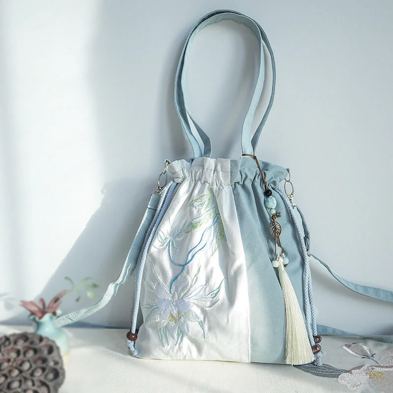 Canvas Tote Bag | Yoga Mat Carrier | Embroidered Green Pear 28x30cm - Image 3