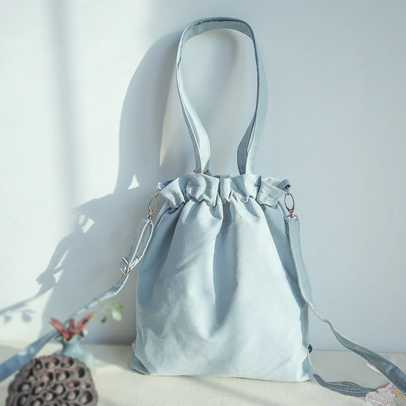 Canvas Tote Bag | Yoga Mat Carrier | Embroidered Green Pear 28x30cm - Image 5