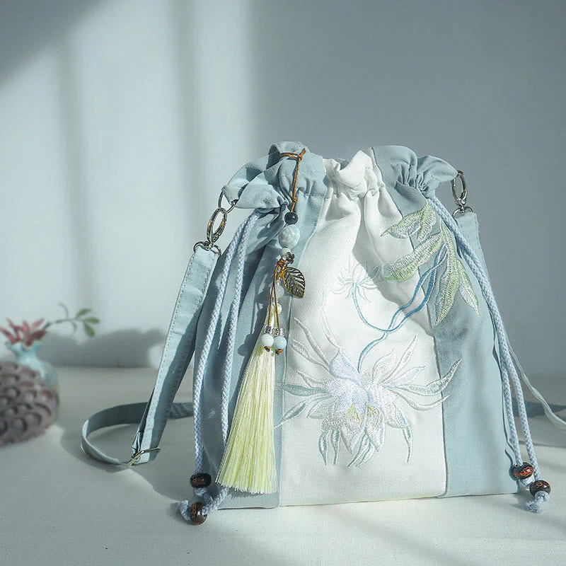 Canvas Tote Bag | Yoga Mat Carrier | Embroidered Green Pear 28x30cm - Image 7