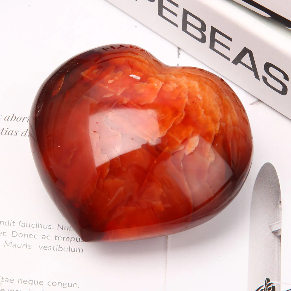 8cm Polished Carnelian Heart Crystal for Emotional Healing - Image 2