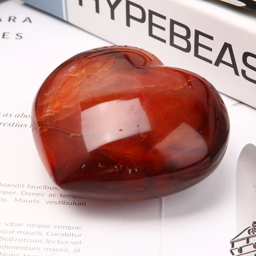 8cm Polished Carnelian Heart Crystal for Emotional Healing - Image 4