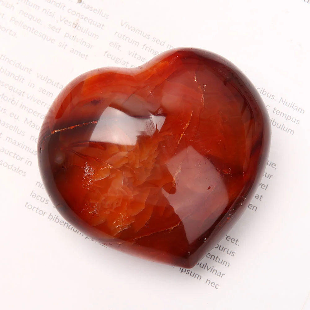 8cm Polished Carnelian Heart Crystal for Emotional Healing - Image 5