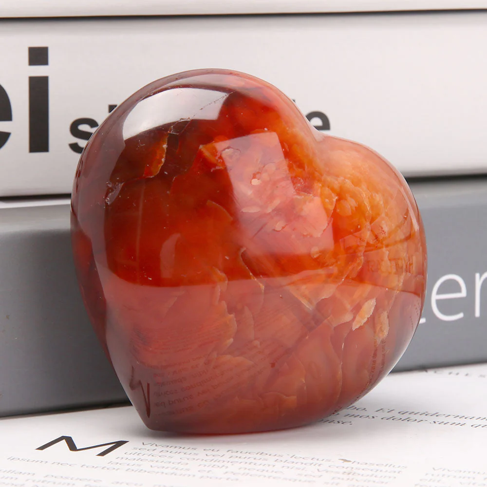 8cm Polished Carnelian Heart Crystal for Emotional Healing - Image 6