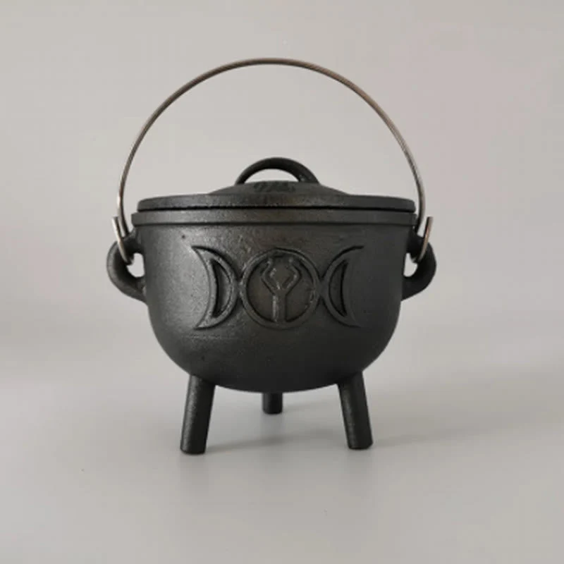 Cast Iron Triple Moon Cauldron for Meditation Rituals - Image 5