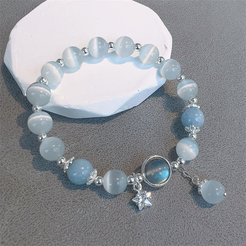 Cat's Eye Moonstone Bracelet with Butterfly or Star Charm for Balance - Image 12