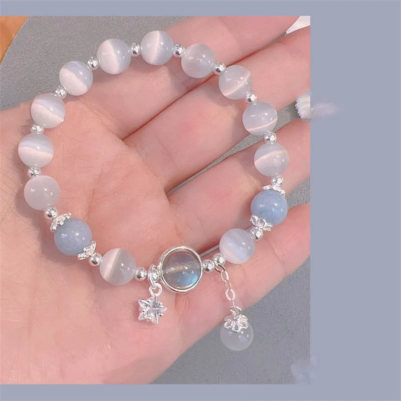 Cat's Eye Moonstone Bracelet with Butterfly or Star Charm for Balance - Image 16