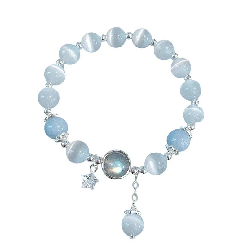 Cat's Eye Moonstone Bracelet with Butterfly or Star Charm for Balance - Image 18