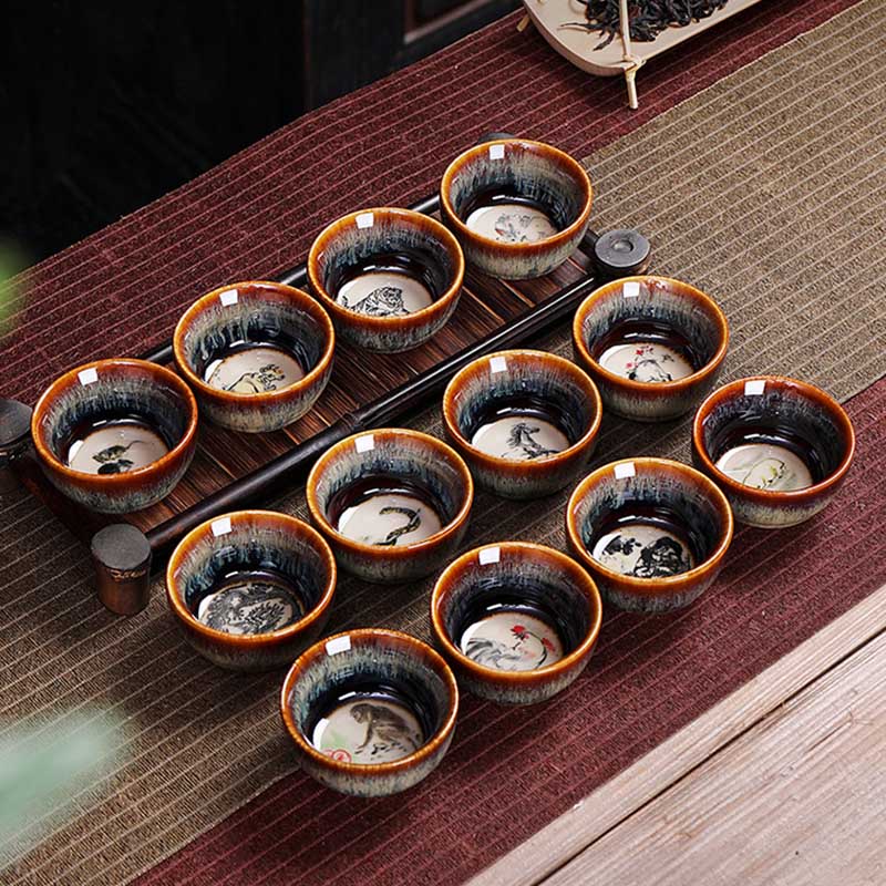 Ceramic 12 Chinese Zodiac Teacup 73ml for Tea Ritual - Image 24
