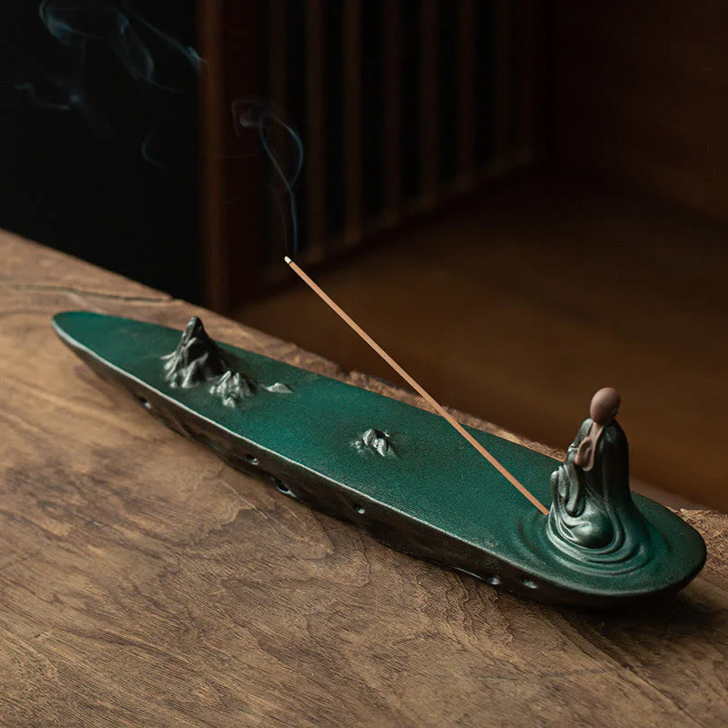 Ceramic Incense Burner with Buddha Monk | 26-32cm Handmade Decor - Image 17