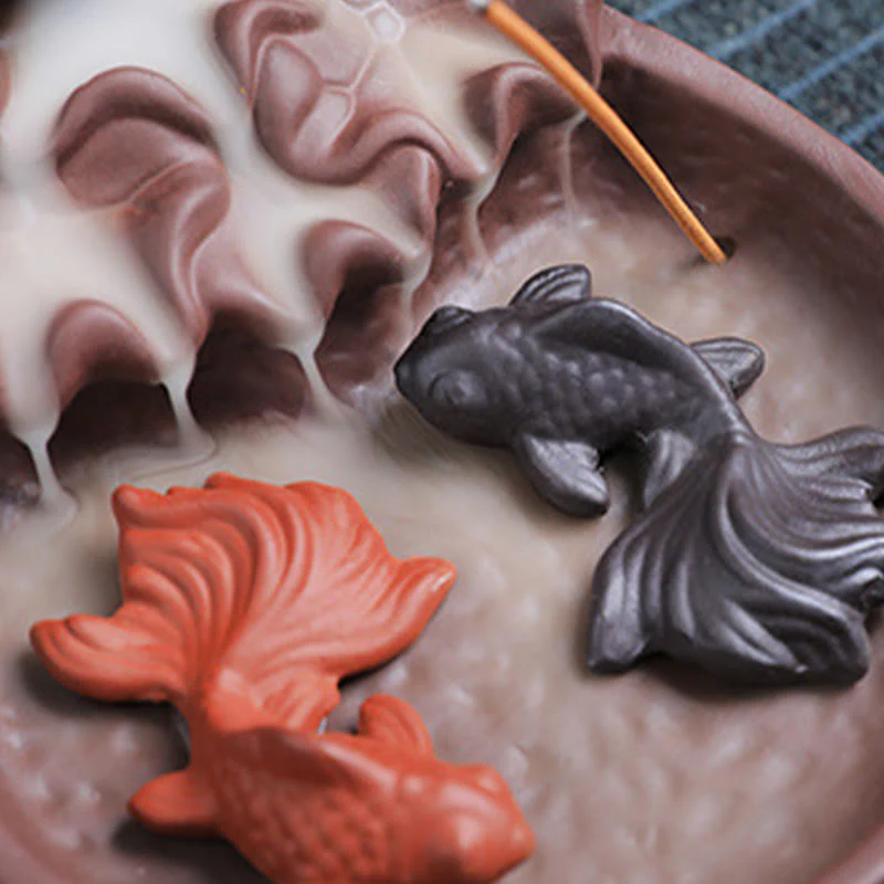 Handmade Purple Clay Ceramic Incense Burner Koi Fish or Ox - Image 12