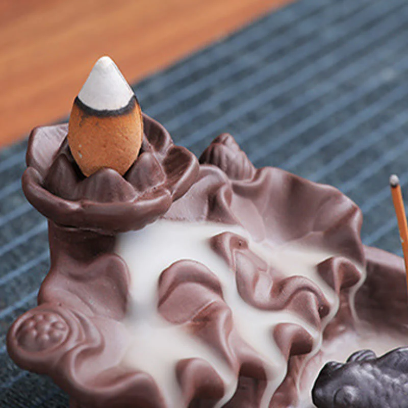 Handmade Purple Clay Ceramic Incense Burner Koi Fish or Ox - Image 13