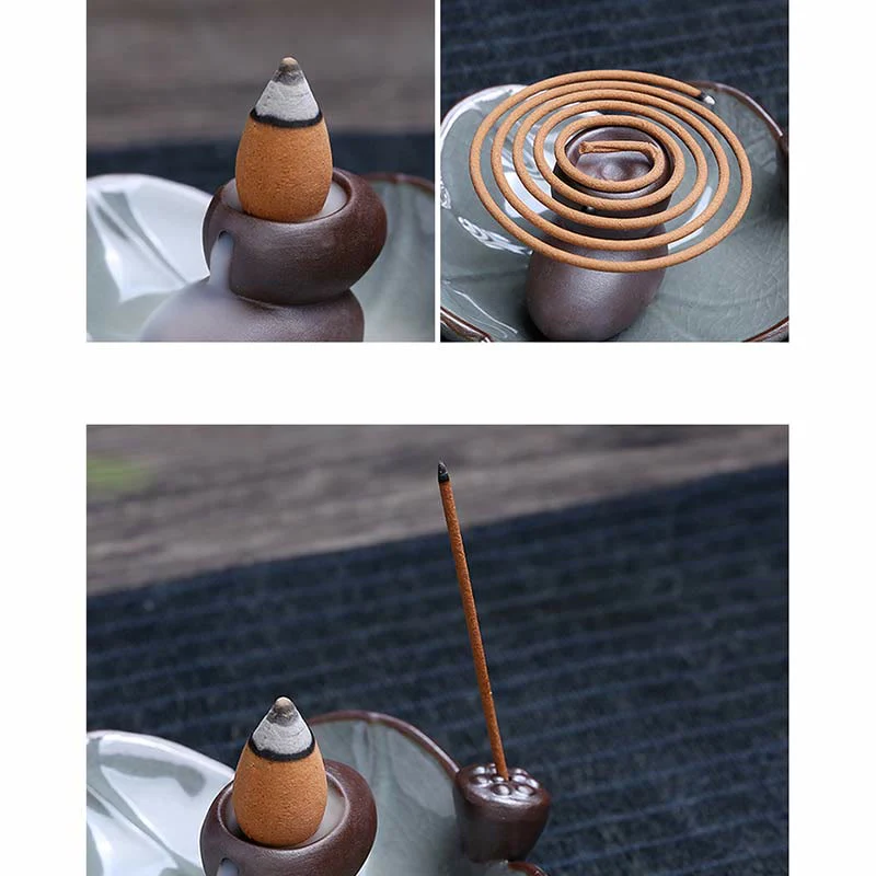 Ceramic Lotus Backflow Incense Burner for Meditation - Image 10