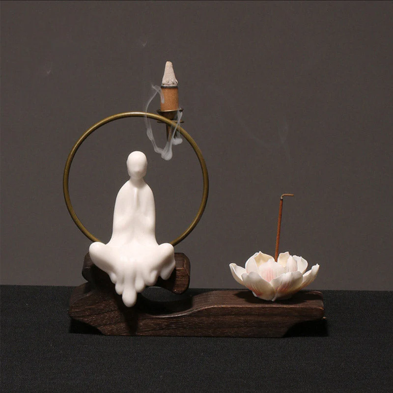 Ceramic Lotus Meditation Incense Burner for Calm & Sleep - Image 2