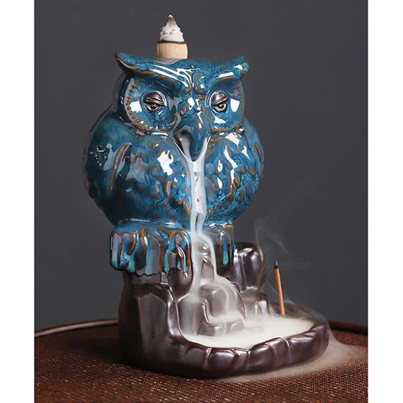 Handmade Ceramic Owl Backflow Incense Burner 9.2cm - Image 8