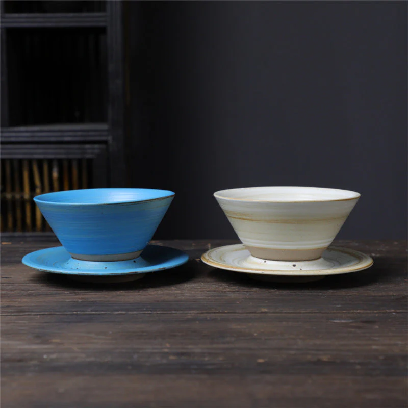 Ceramic Planet Design Coffee Mug with Saucer - Rough Pottery - Image 10