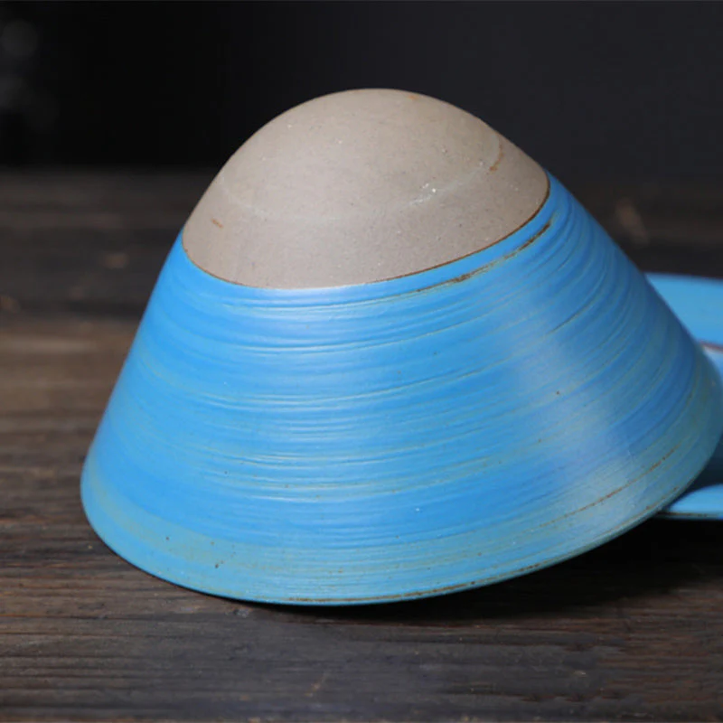 Ceramic Planet Design Coffee Mug with Saucer - Rough Pottery - Image 11