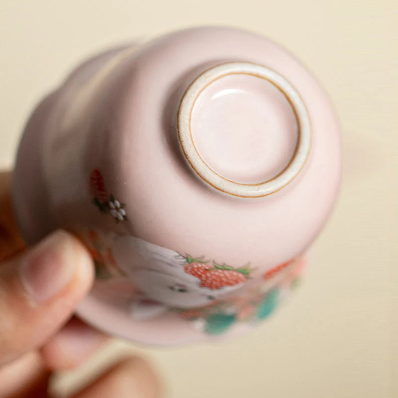 55ml Ceramic Strawberry Rabbit Teacup | Zen Decor Delight - Image 8