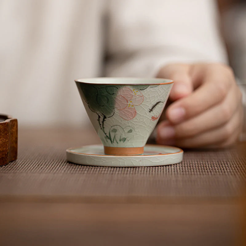 50ml Ceramic Teacup with Koi Fish Lotus Design for Meditation - Image 11