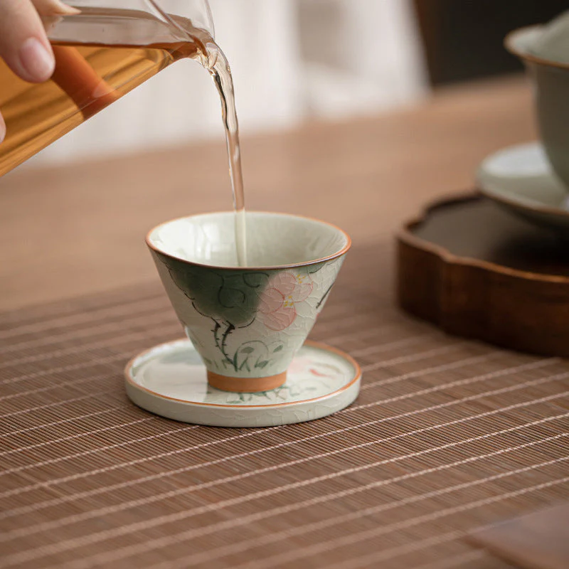 50ml Ceramic Teacup with Koi Fish Lotus Design for Meditation - Image 12