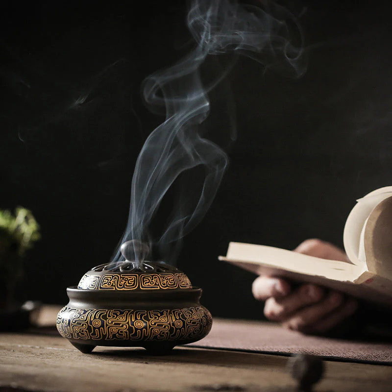 Ceramic Zen Incense Burner with Dragon or Floral Design 11.7cm - Image 6