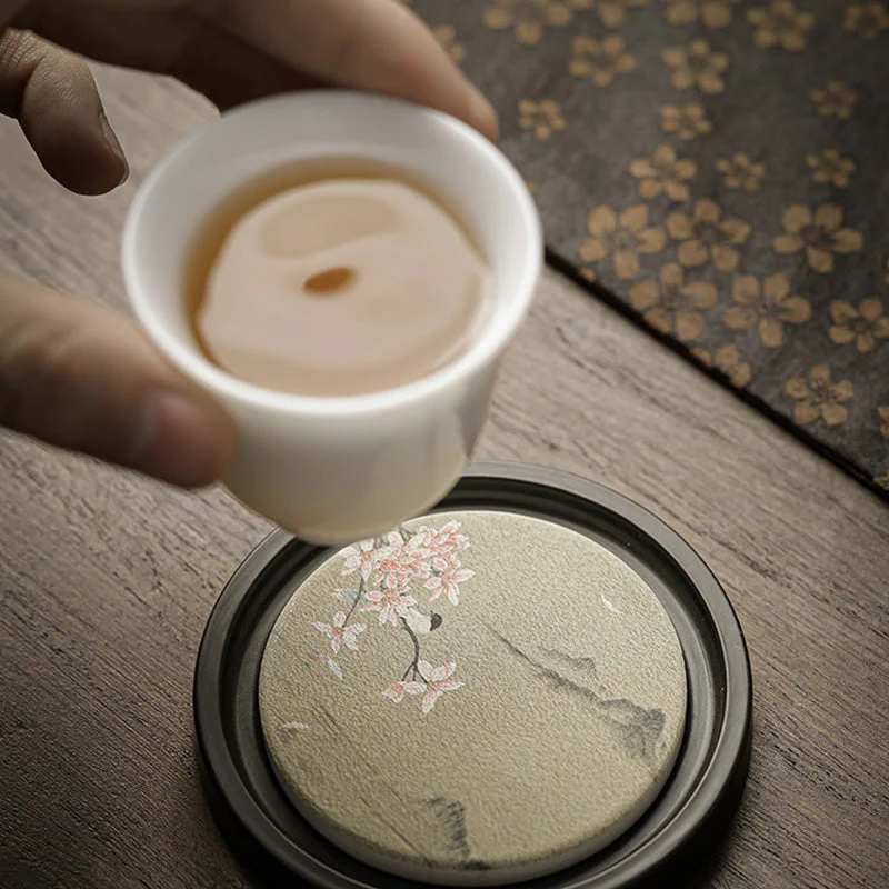 Ceramic Zen Tea Cup Mat 7.9cm | Natural Zen Decor - Image 8