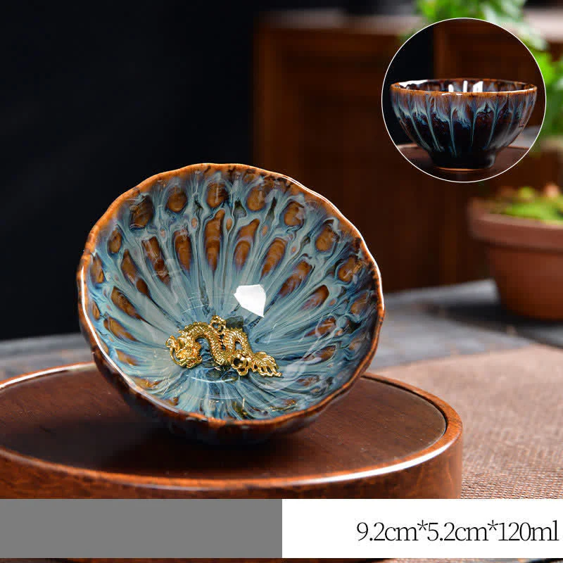 Ceramic Zen Teacup 120ml | Lotus Peacock Dragon Symbolism - Image 13