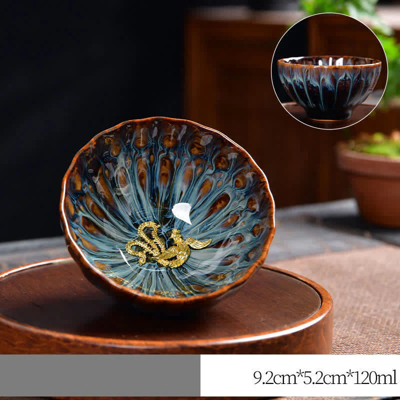 Ceramic Zen Teacup 120ml | Lotus Peacock Dragon Symbolism - Image 14