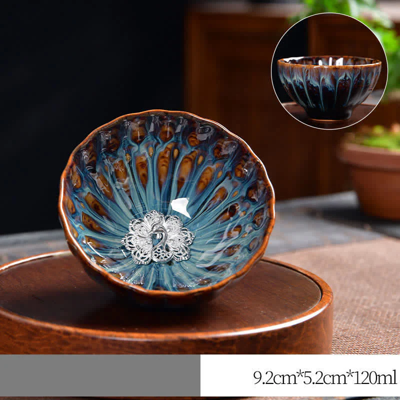 Ceramic Zen Teacup 120ml | Lotus Peacock Dragon Symbolism - Image 18