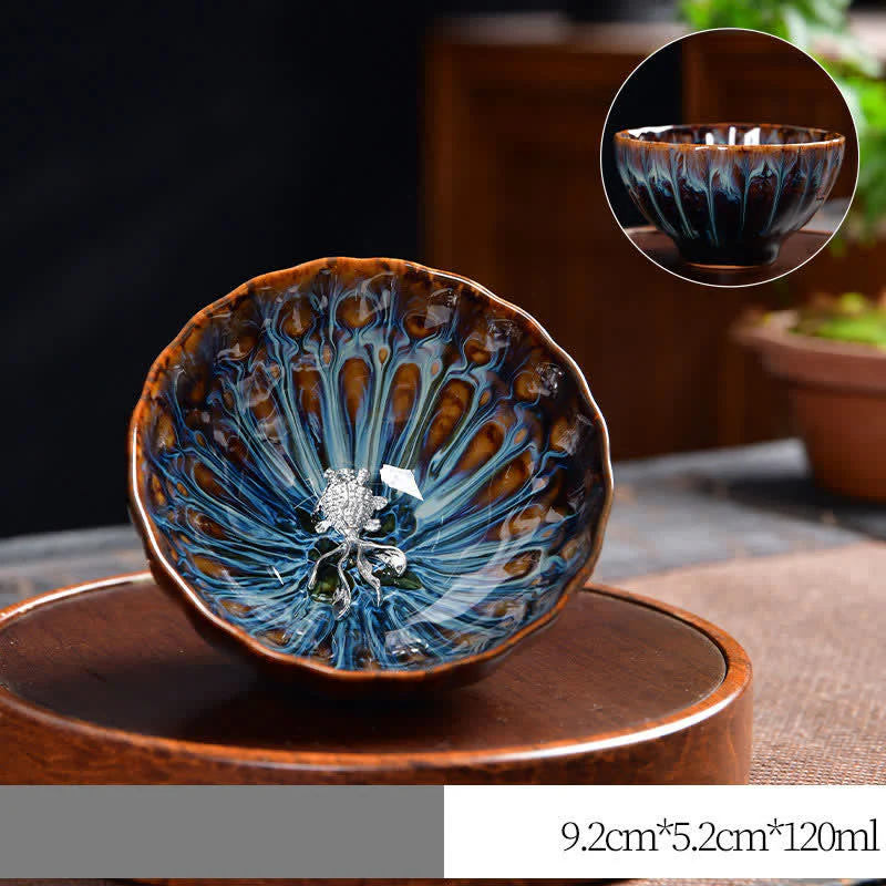 Ceramic Zen Teacup 120ml | Lotus Peacock Dragon Symbolism - Image 21