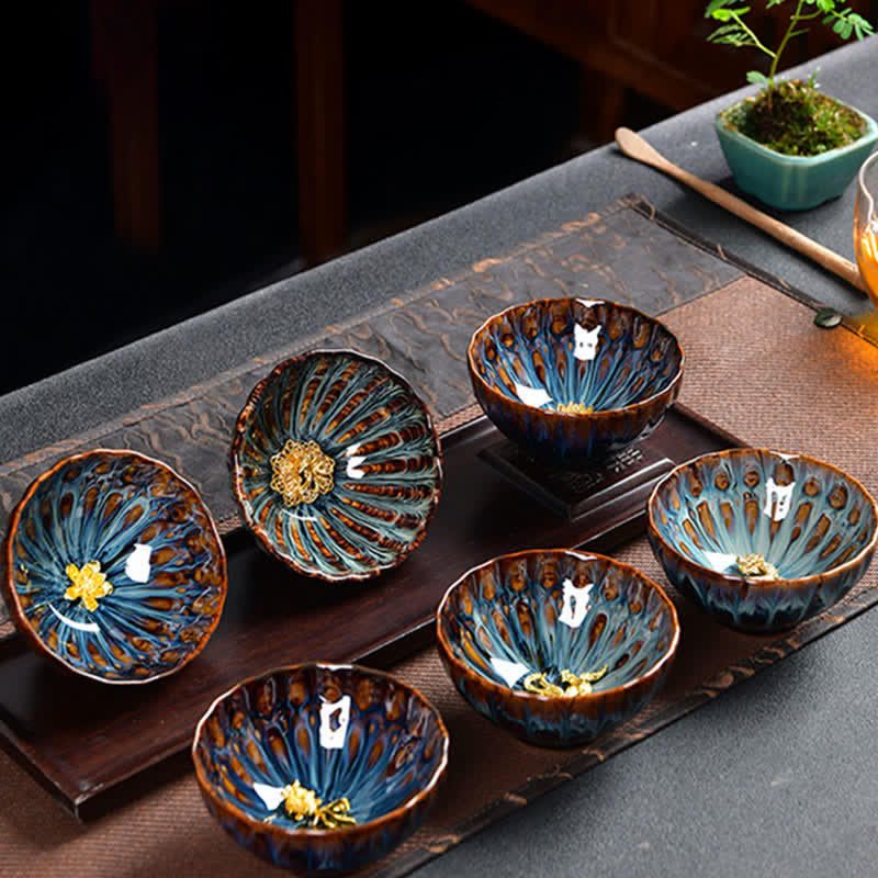Ceramic Zen Teacup 120ml | Lotus Peacock Dragon Symbolism - Image 3