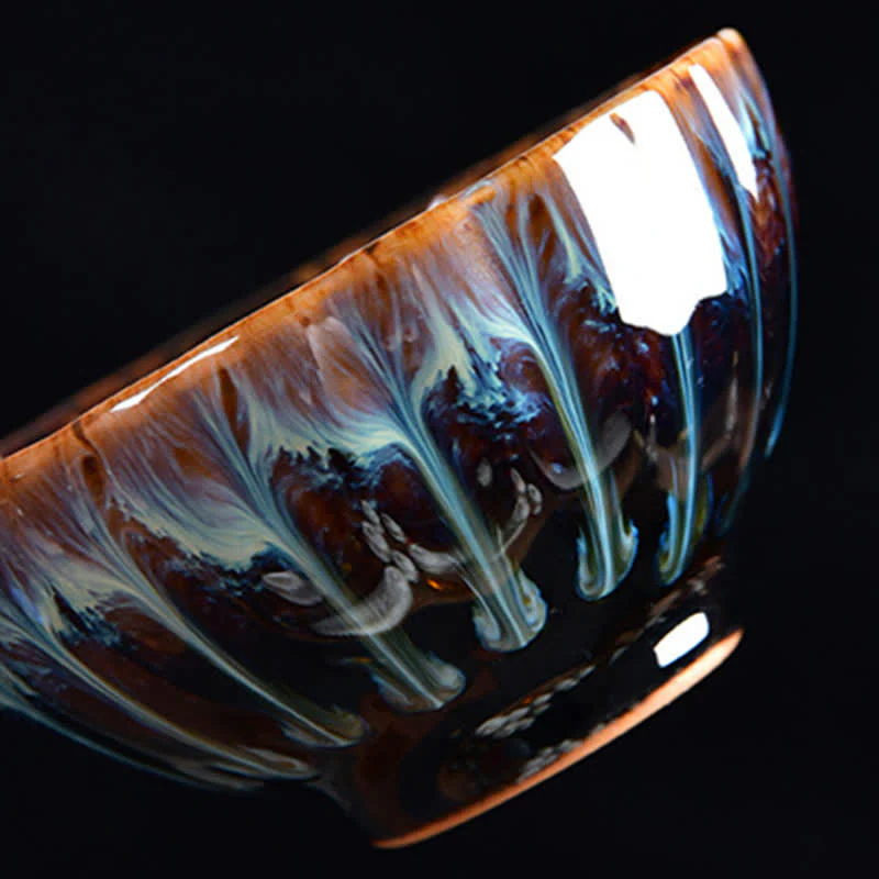 Ceramic Zen Teacup 120ml | Lotus Peacock Dragon Symbolism - Image 5