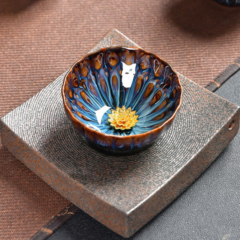 Ceramic Zen Teacup 120ml | Lotus Peacock Dragon Symbolism - Image 7