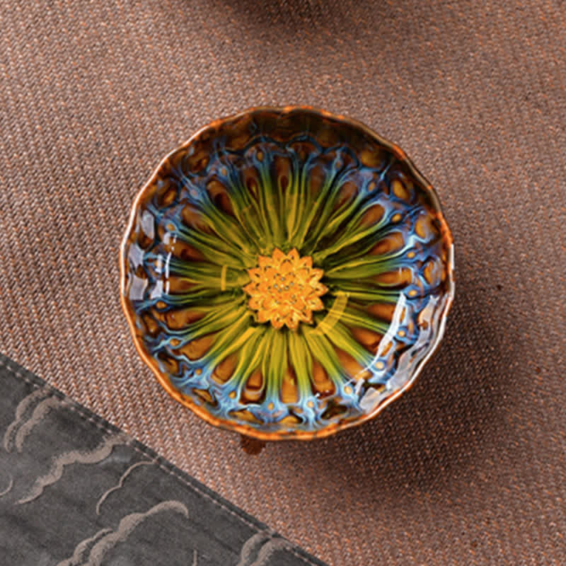 Ceramic Zen Teacup 120ml | Lotus Peacock Dragon Symbolism - Image 8