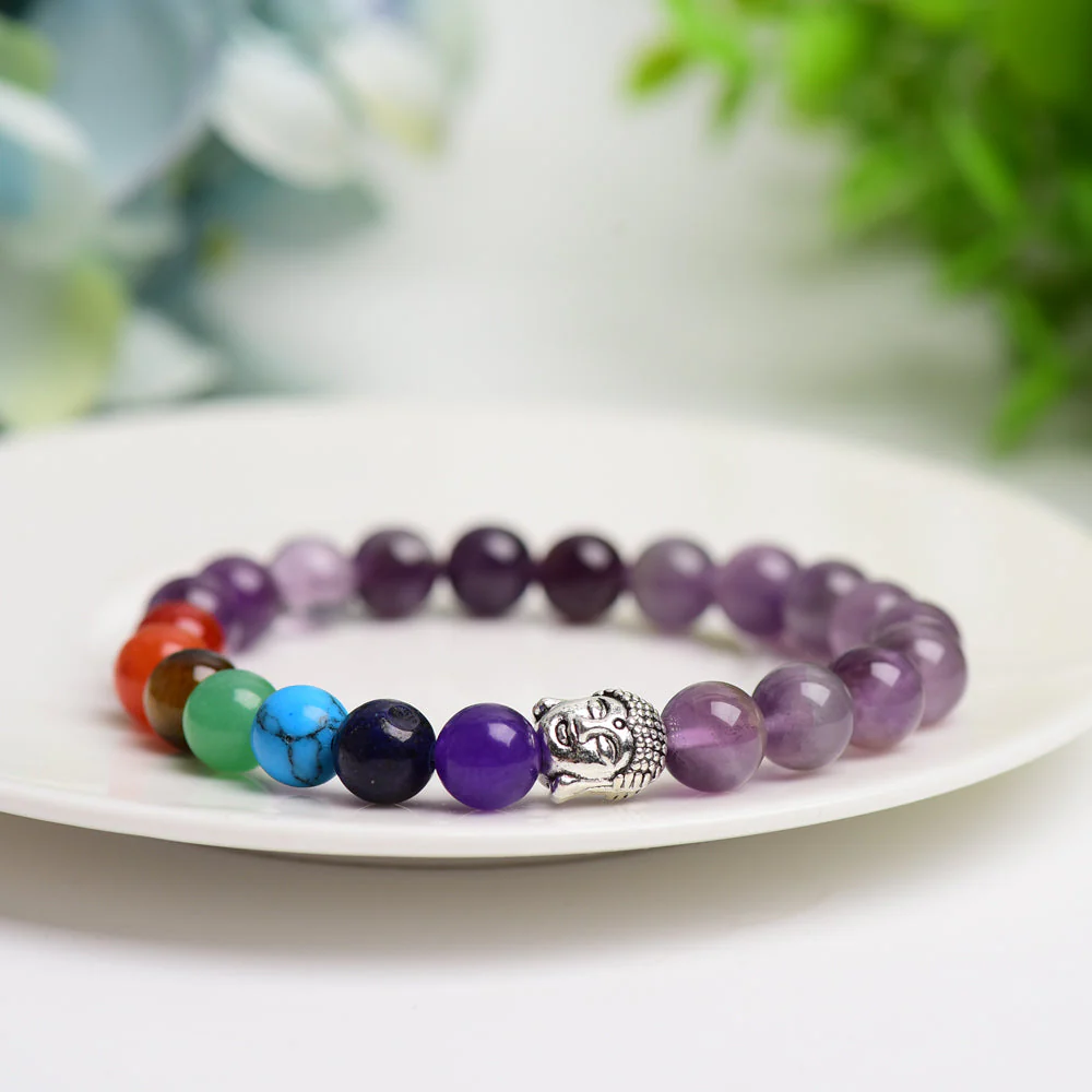Chakra Mixed Crystal Bead Bracelet for Energy Healing - Image 2