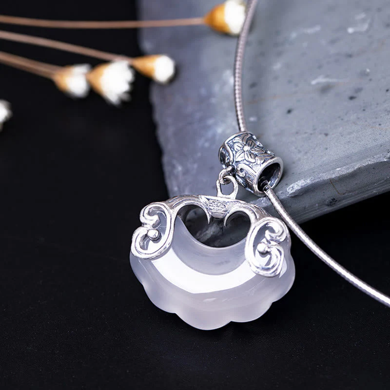 Unisex Chalcedony Koi Fish Sterling Silver Luck Necklace - Image 2