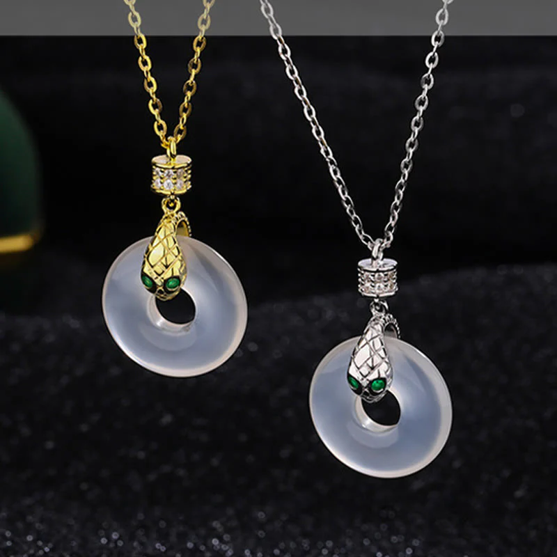 Unisex Chalcedony Peace Buckle Necklace | Healing & Protection - Image 10