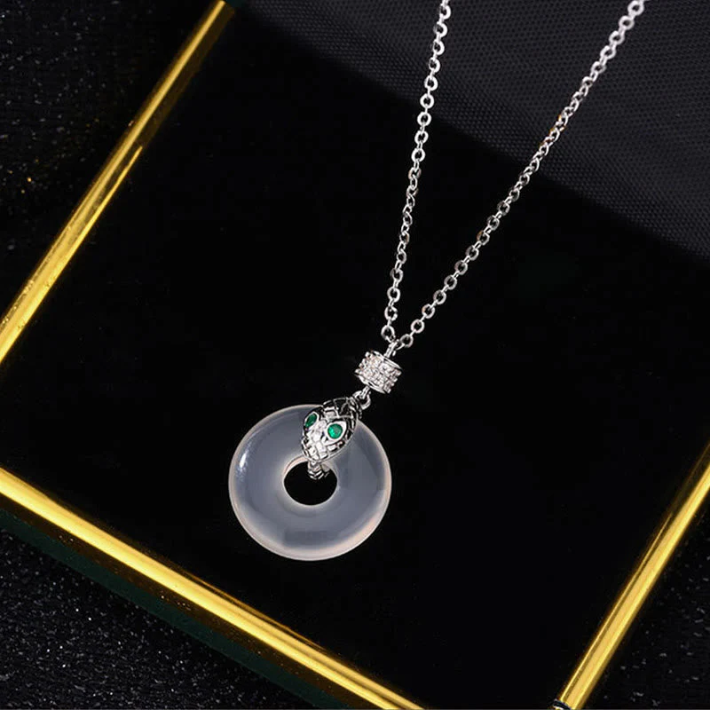 Unisex Chalcedony Peace Buckle Necklace | Healing & Protection - Image 2