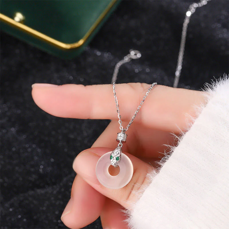 Unisex Chalcedony Peace Buckle Necklace | Healing & Protection - Image 3