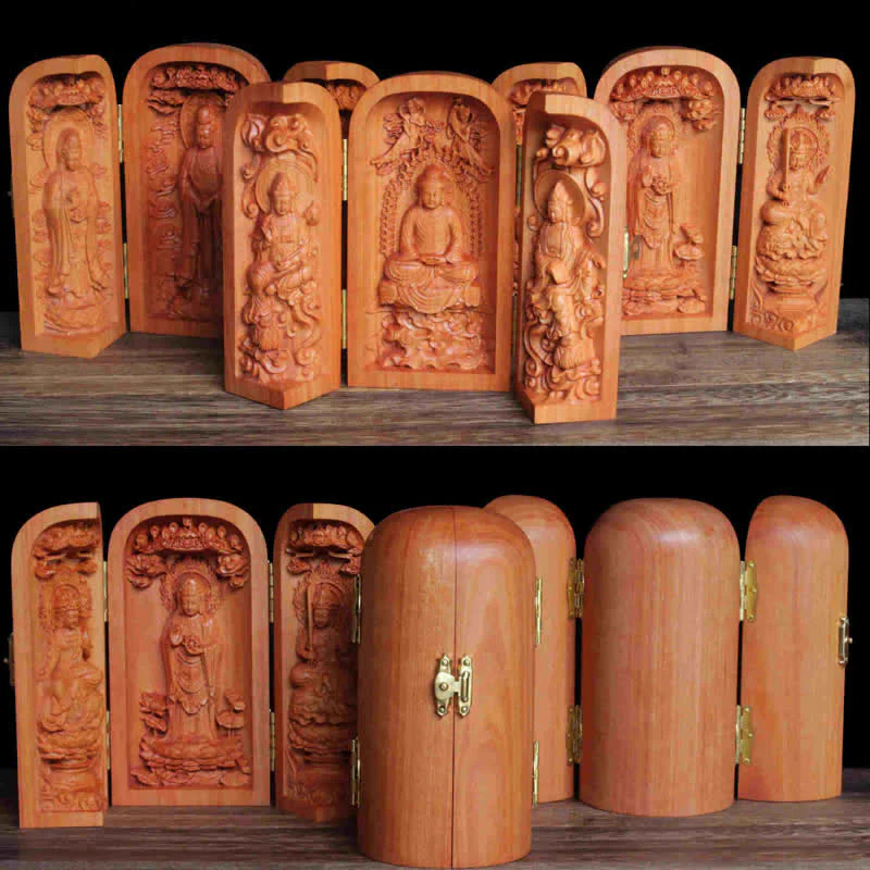 Cherry Wood Avalokitesvara Kwan Yin Buddha Altar Decoration - Image 2