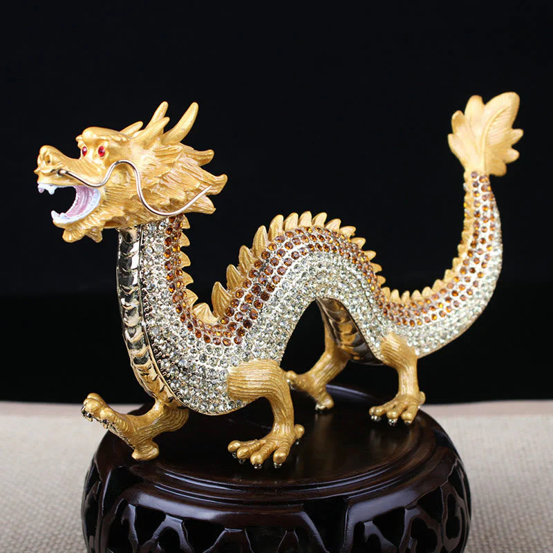 Handmade Chinese Dragon Statue Feng Shui Decor 22cm
