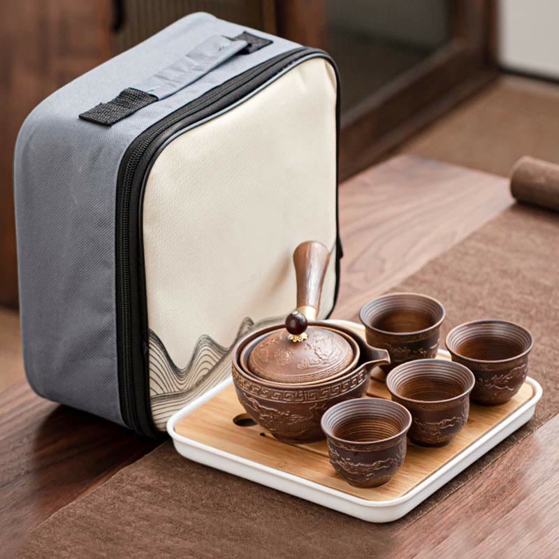 Ceramic Chinese Gongfu Teapot Set with Portable Gift Bag - Image 25
