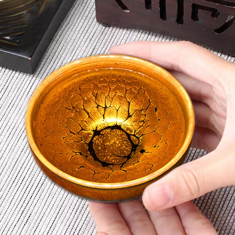 Gold Spot Pattern Chinese Jianzhan Ceramic Teacup 9.5cm - Image 2