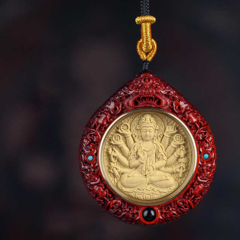 Chinese Zodiac Necklace with Avalokitesvara and Red Sandalwood Pendant - Image 10