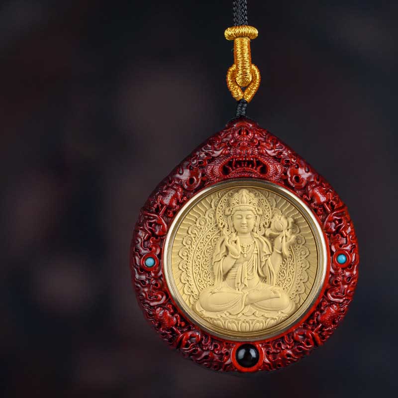 Chinese Zodiac Necklace with Avalokitesvara and Red Sandalwood Pendant - Image 12