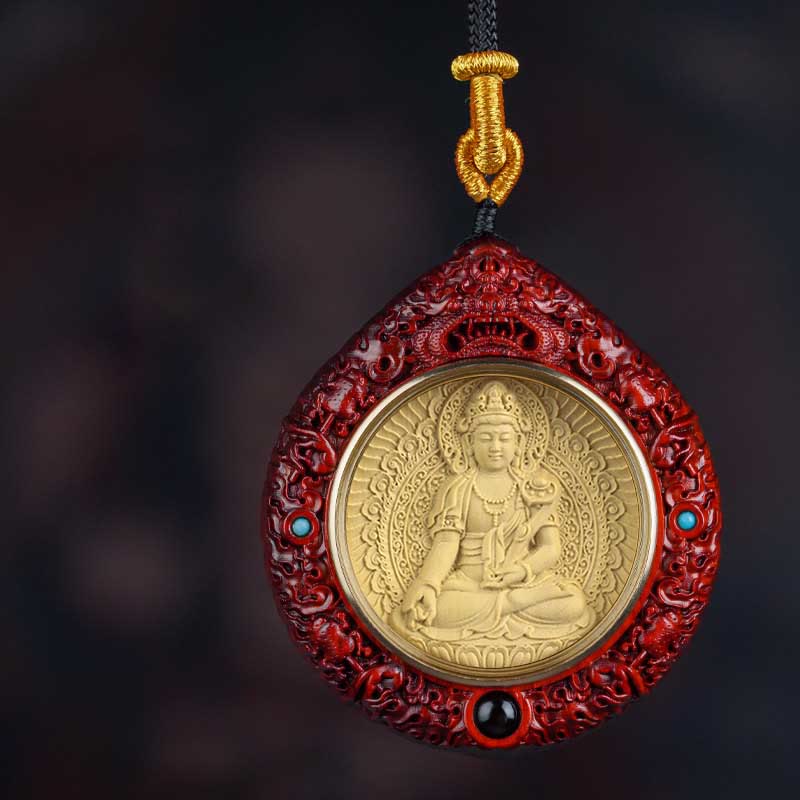 Chinese Zodiac Necklace with Avalokitesvara and Red Sandalwood Pendant - Image 14