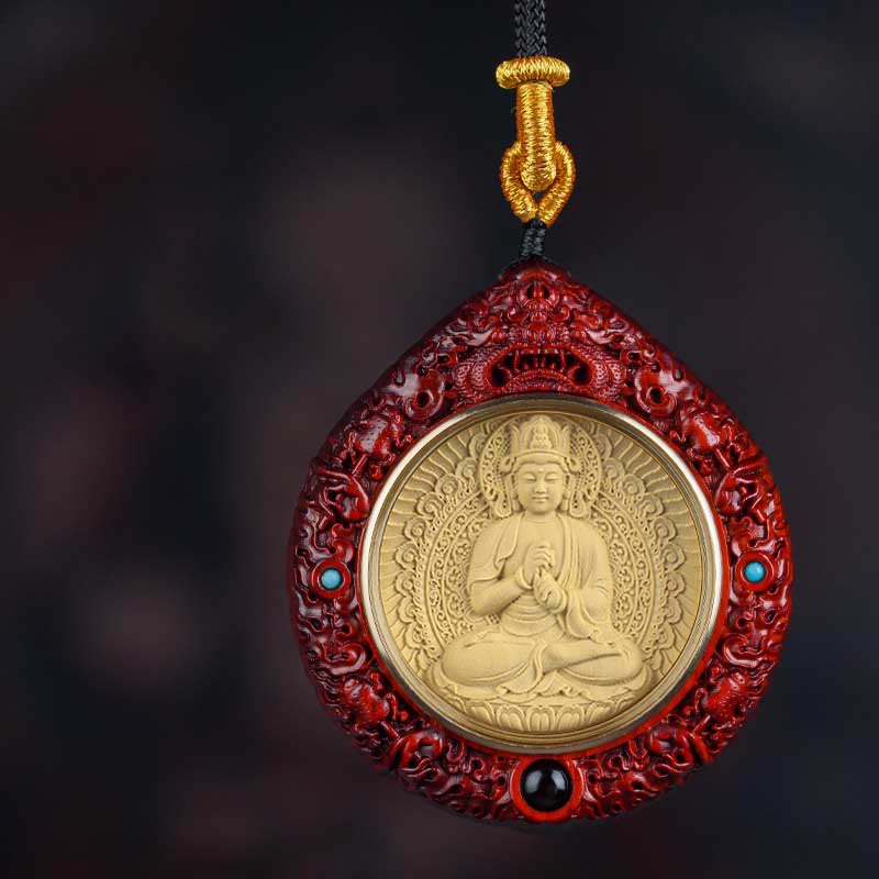 Chinese Zodiac Necklace with Avalokitesvara and Red Sandalwood Pendant - Image 15