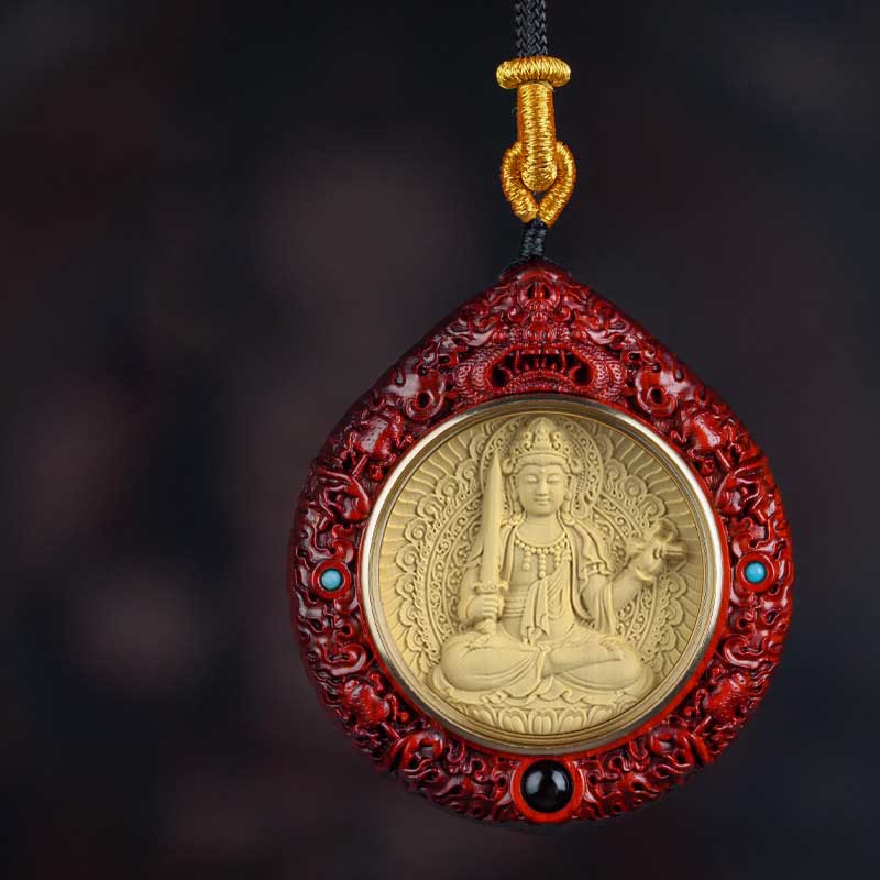 Chinese Zodiac Necklace with Avalokitesvara and Red Sandalwood Pendant - Image 16