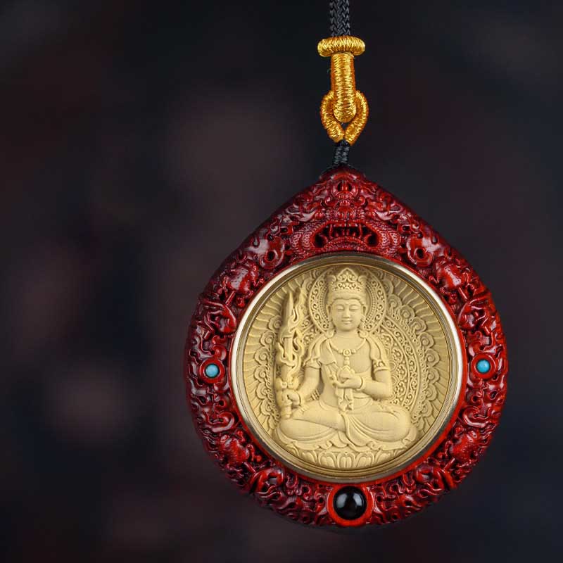 Chinese Zodiac Necklace with Avalokitesvara and Red Sandalwood Pendant - Image 17
