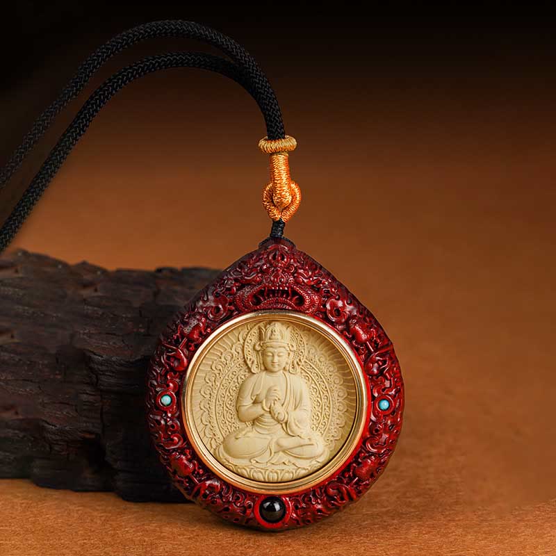 Chinese Zodiac Necklace with Avalokitesvara and Red Sandalwood Pendant - Image 18